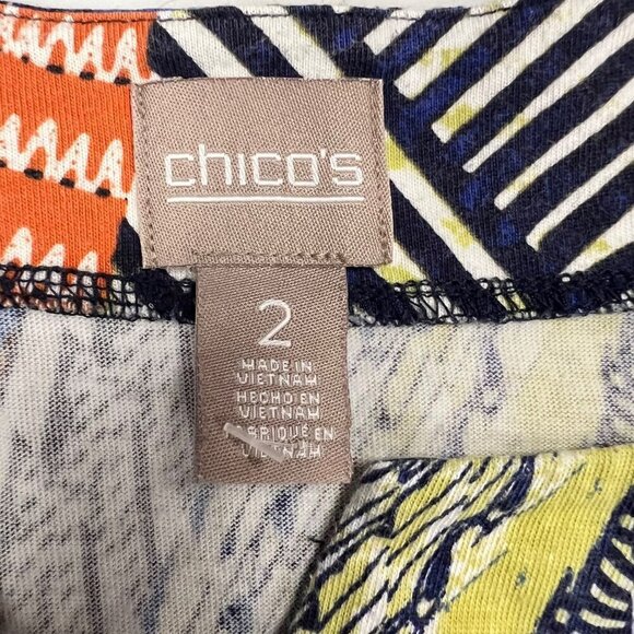 Chico's Womens V-Neck 3/4 Sleeve Multicolor Blouse Size Medium Colorful - Picture 11 of 11